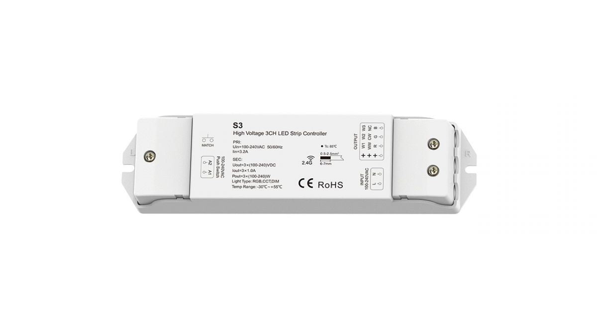 Cetralina Rivevitore Dimmerabile Controller Striscia Led 220v 3ch Canali 3A