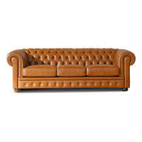 Divano Chester Pelle Fiore Cognac 225x98x76 cm