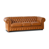 Divano Chester Pelle Fiore Cognac 225x98x76 cm