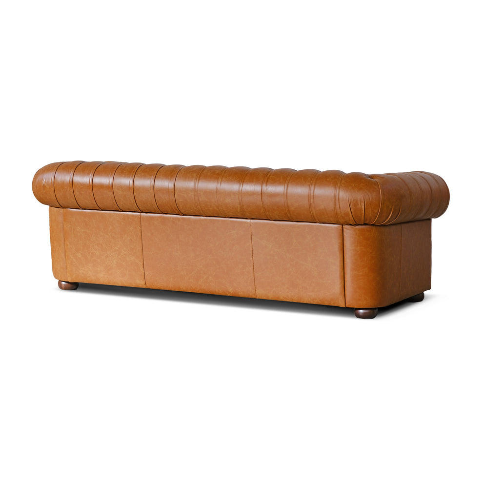 Divano Chester Pelle Fiore Cognac 225x98x76 cm