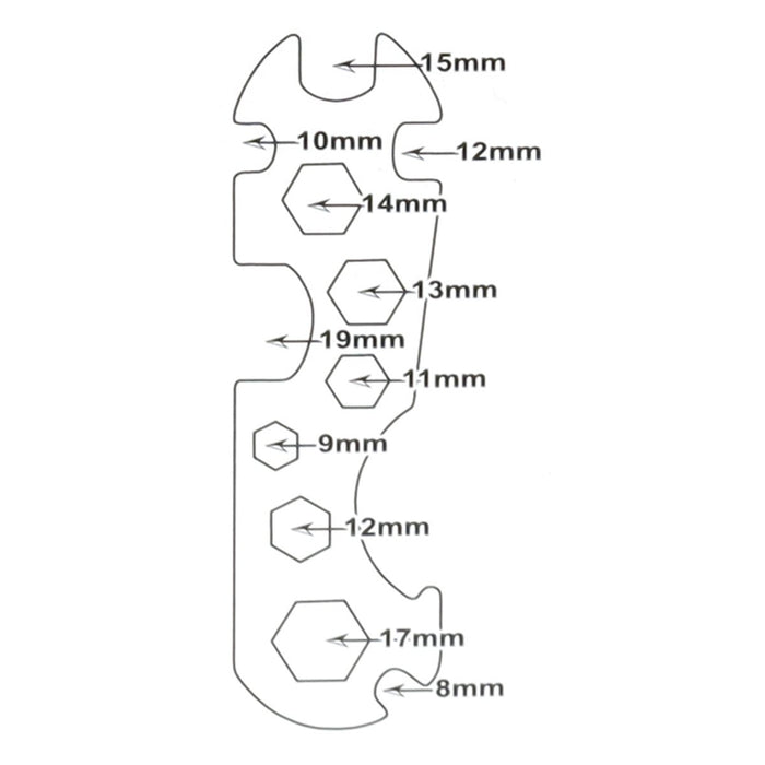 Chiave Inglese Multifuzione per la Bici con 11 chiave a Brugola 8/9/10/11/12/13/14/15/17/19mm