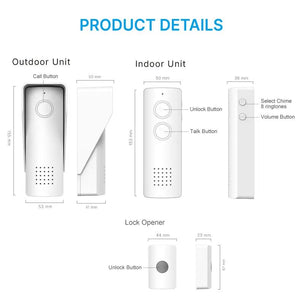 Citofono Campanello Senza Fili Wireless RF Interofono Parla Ascolto a Batterie RL-0518L