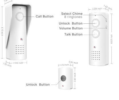 Citofono Campanello Senza Fili Wireless RF Interofono Parla Ascolto a Batterie RL-0518L