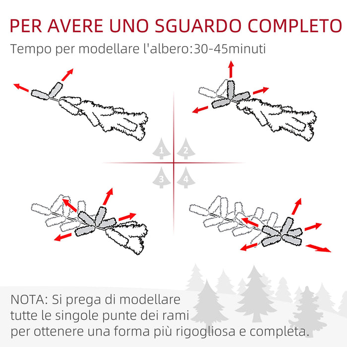 Albero di Natale Artificiale 180 cm 1821 Rami Base in Metallo Verde