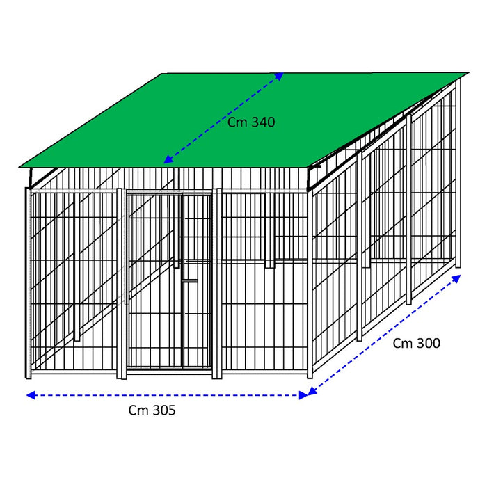 Recinzione da esterno con copertura zincatura a caldo da 300x300x altezza 180 cm