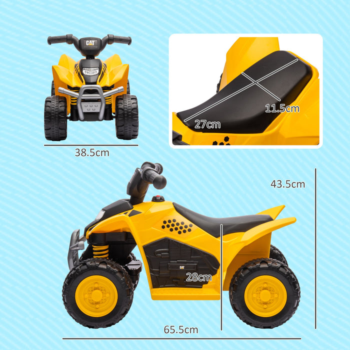 Mini Quad Elettrico per Bambini 6V Clacson e Fari con Licenza Caterpillar Giallo