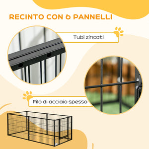 Recinto per Cani di Piccola Taglia 82,5-150x79x61 cm in Metallo Nero