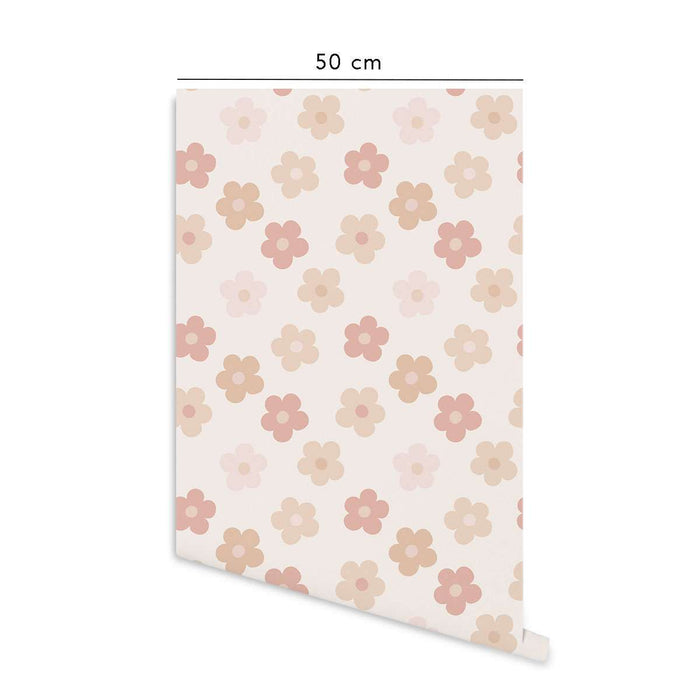 Carta da parati adesiva Daisy in vinile rosa- 1 rotolo 50x300 cm-Decochic