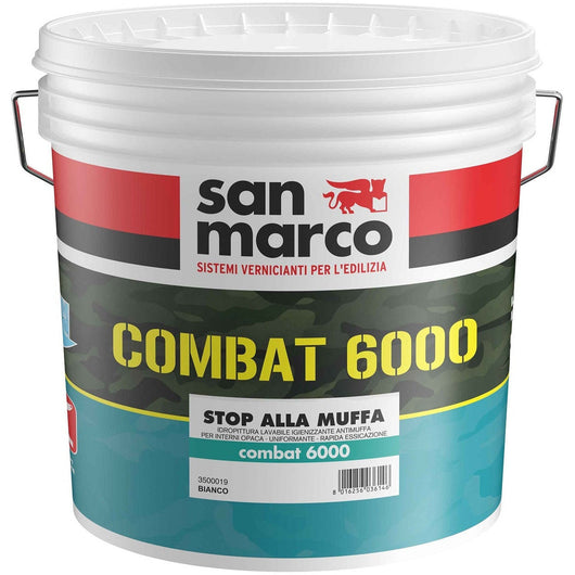 Combat 6000 Pittura Lavabile Antimuffa Per Interni, Bianco - Lt. 4