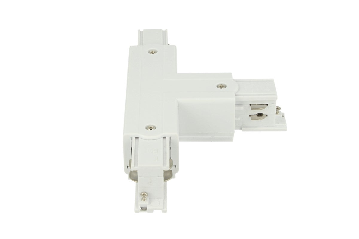 Connettore Giunto Forma T Destro Colore Bianco Per Barra Sistema Binario Trifase CB40103