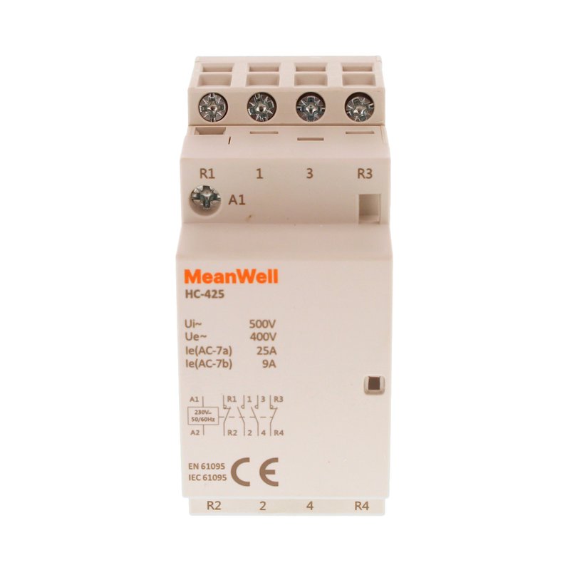 MeanWell Contattore Modulare AC 4P 2M 2NO+2NC 25A AC 230V IP20 IEC61095 / IEC60947-4-1