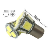 Coppia 2 Lampade Led BA15S 1156 P21W Con 8 Smd 9080 Bianco Freddo 6000K 12V 4W