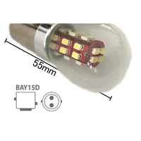 Coppia 2 Lampade Led BAY15D 1157 P21/5W Con 28 Smd 3014 Bianco Freddo 6000K 12V 2W Stessa Grandezza Originale