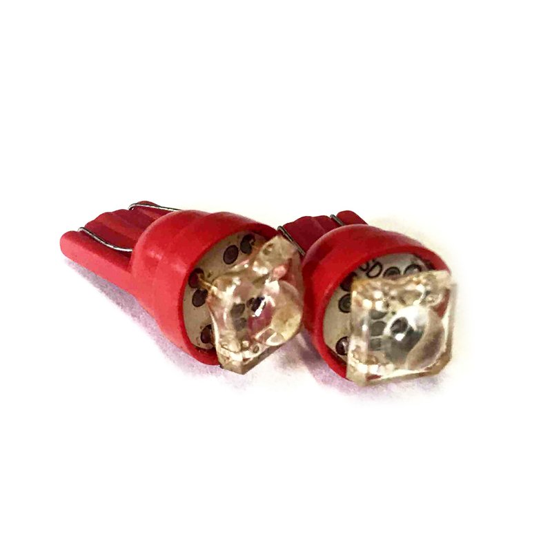 Coppia 2 Lampade Led T10 Con 1 Led F5 Flux Colore Rosso Red 12V 0,2W