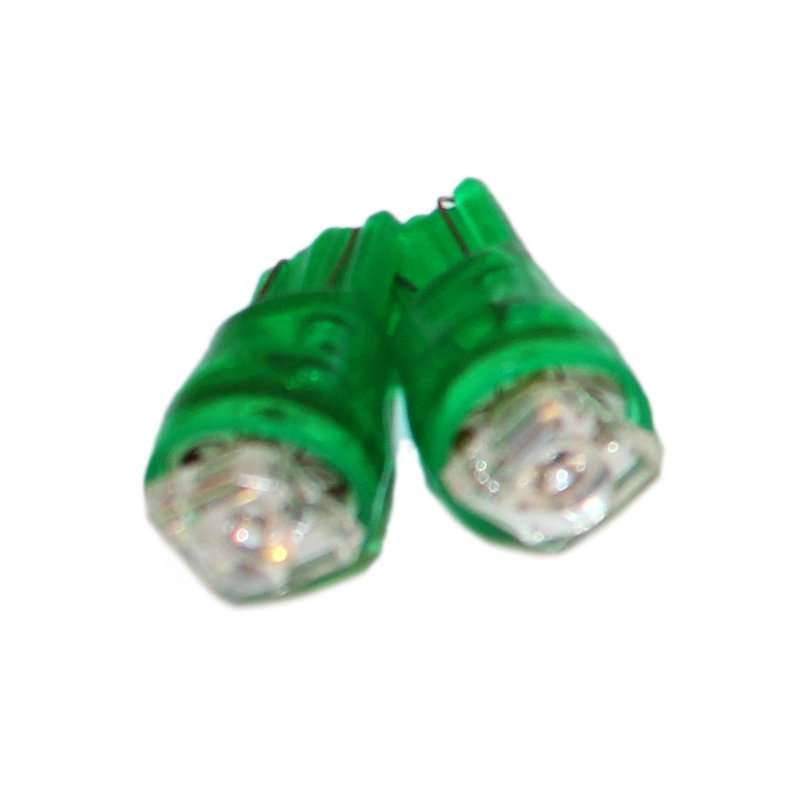 Coppia 2 Lampade Led T10 Con 1 Led F5 Flux Colore Verde Green 12V 0,2W