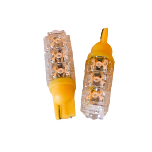 Coppia 2 Lampade Led T10 Con 13 Led F5 Flux Colore Giallo Yellow 12V 2W