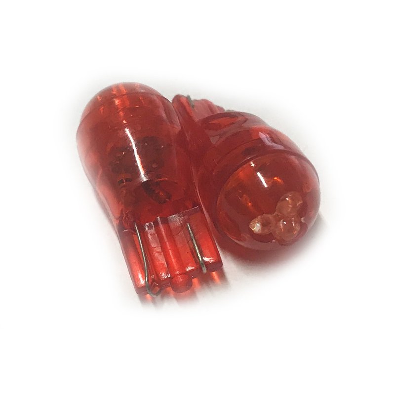 Coppia 2 Lampade Led T10 Con 3 Led F3 Colore Rosso Red 12V 0,2W