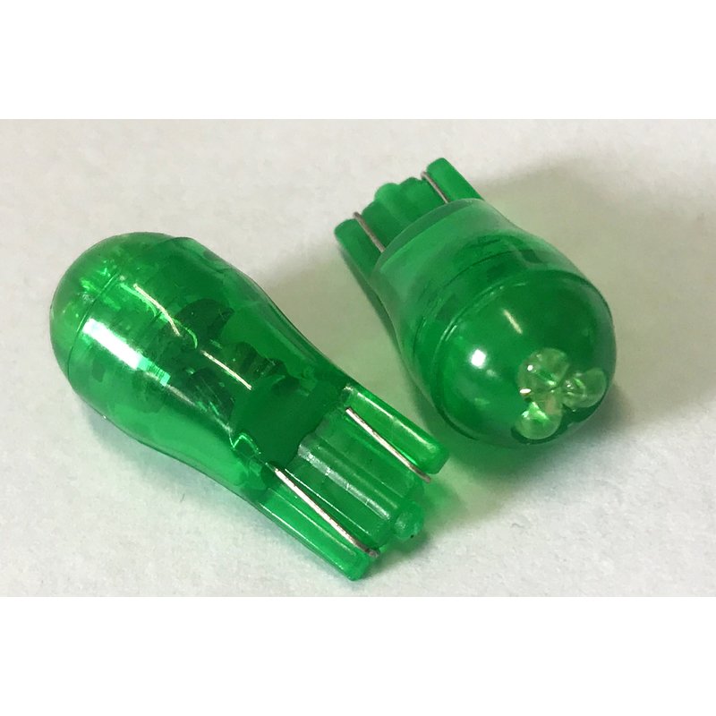 Coppia 2 Lampade Led T10 Con 3 Led F3 Colore Verde Green 12V 0,2W