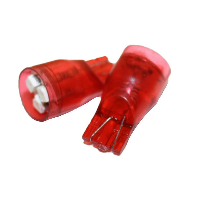 Coppia 2 Lampade Led T10 Con 3 Smd 3528 Colore Rosso Red 12V 0,2W