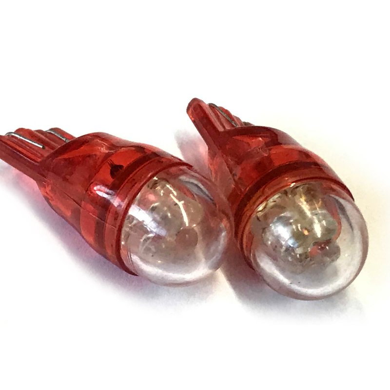 Coppia 2 Lampade Led T10 Con 4 Led F3 Cappuccio Tondo Colore Rosso Red 12V 0,2W