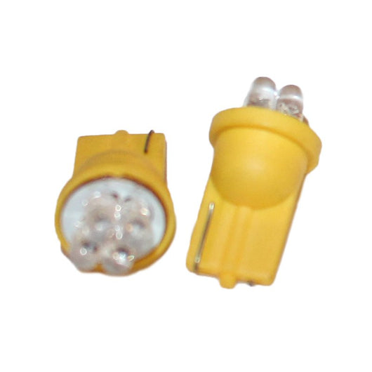 Coppia 2 Lampade Led T10 Con 4 Led F3 Colore Giallo Yellow 12V 0,2W