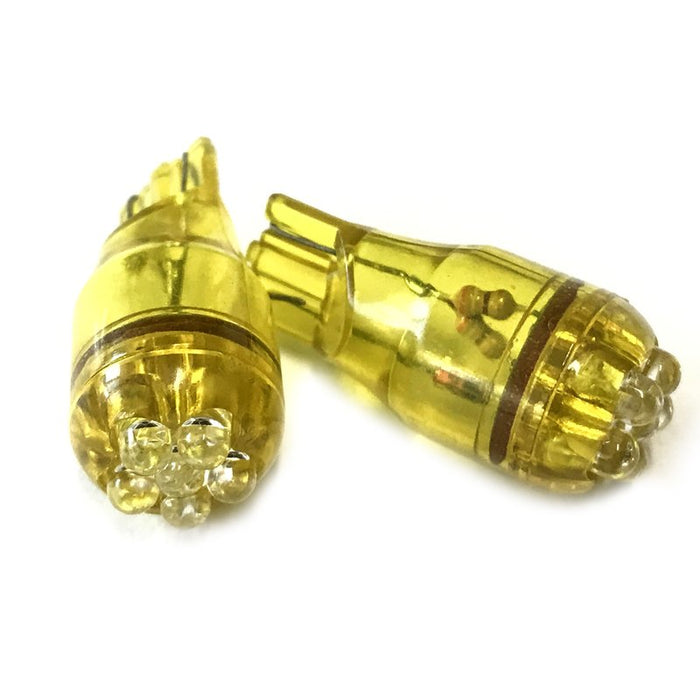 Coppia 2 Lampade Led T10 Con 6 Led F3 Colore Giallo Yellow 12V 0,2W