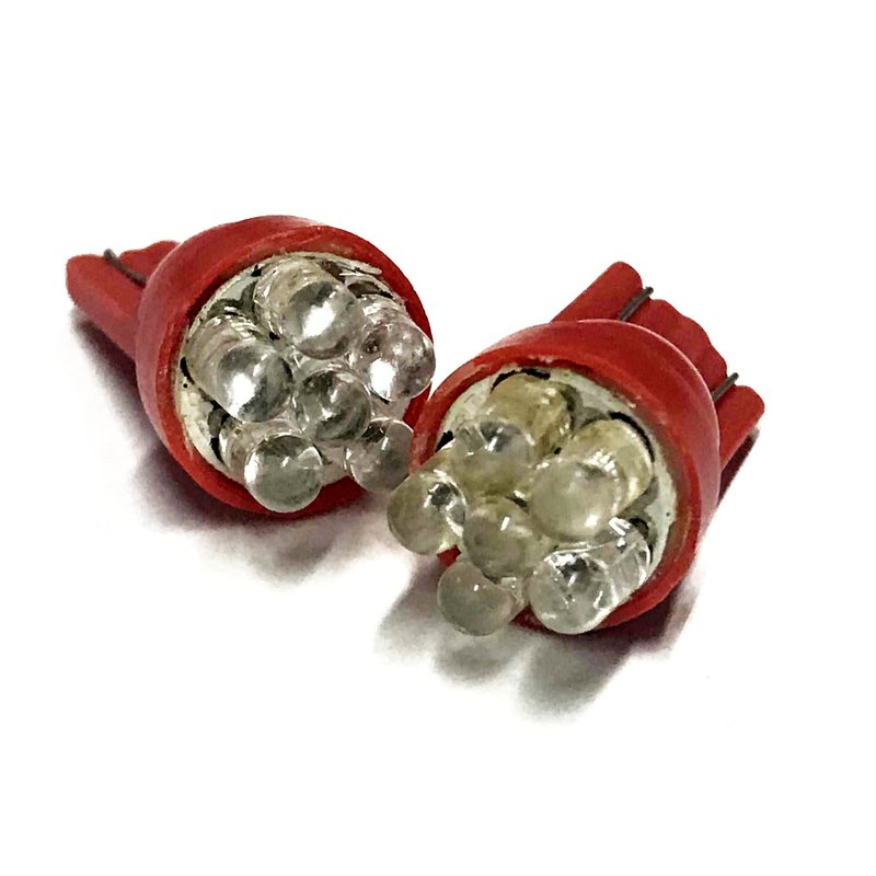 Coppia 2 Lampade Led T10 Con 6 Led F3 Colore Rosso Red 12V 0,2W