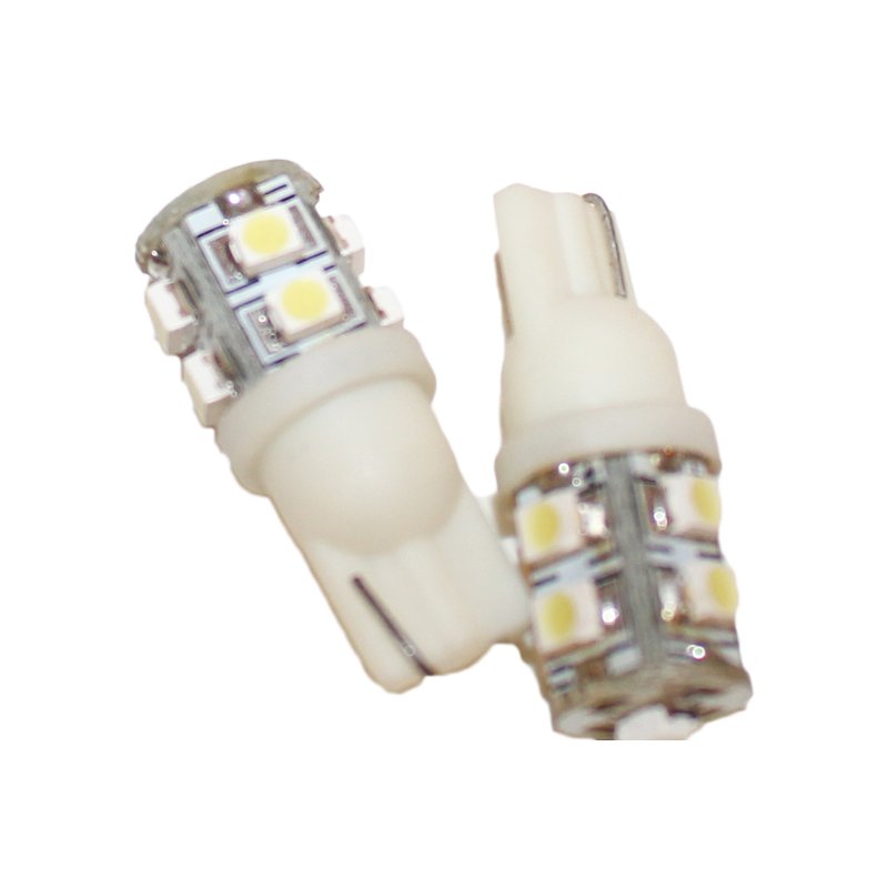 Coppia 2 Lampade Led T10 Con 9 Smd 3528 Colore Bianco Freddo 6000K 12V 1W