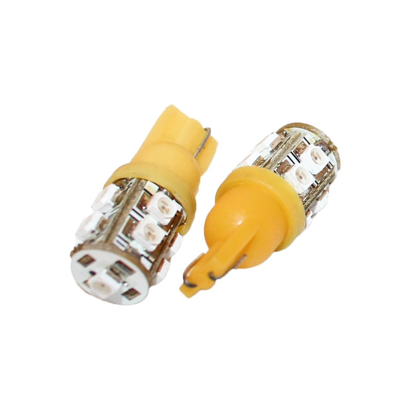 Coppia 2 Lampade Led T10 Con 9 Smd 3528 Colore Giallo Yellow 12V 1W