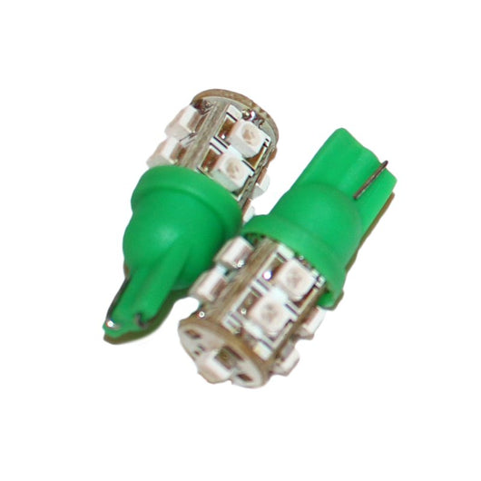 Coppia 2 Lampade Led T10 Con 9 Smd 3528 Colore Verde Green 12V 1W