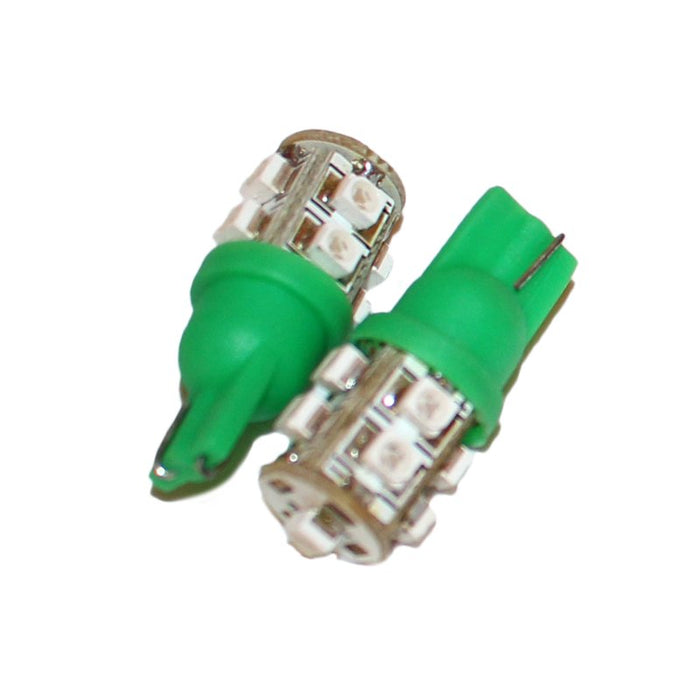 Coppia 2 Lampade Led T10 Con 9 Smd 3528 Colore Verde Green 12V 1W