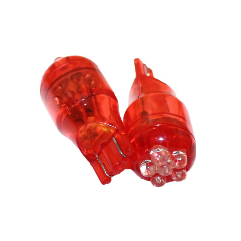 Coppia 2 Lampade Led T10 T15 Con 6 Led F3 Colore Rosso Red 12V 0,2W