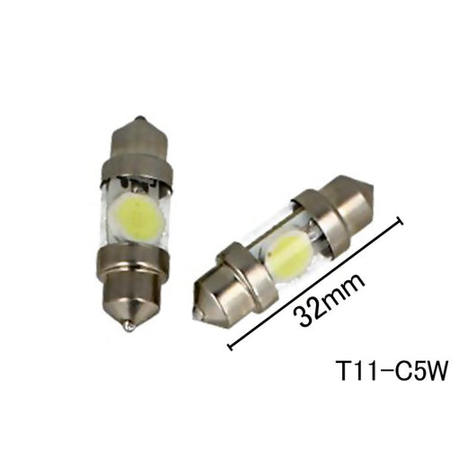 Coppia 2 Lampade Led T11 C5W Siluro 32mm Con 1 Power Led Colore Bianco Freddo 6000K 12V 1W