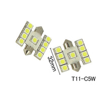 Coppia 2 Lampade Led T11 C5W Siluro 32mm Con 9 Smd 5050 Colore Bianco Freddo 6000K 12V 1W