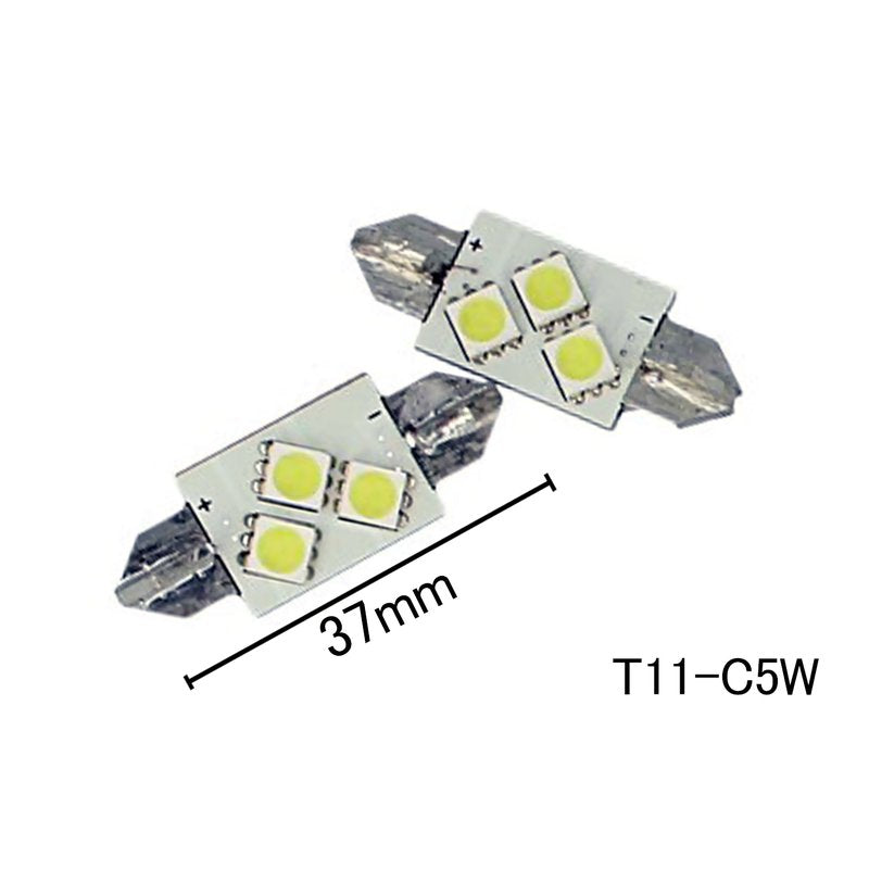 Coppia 2 Lampade Led T11 C5W Siluro 37mm Con 3 Smd 5050 Colore Bianco Freddo 6000K 12V 1W