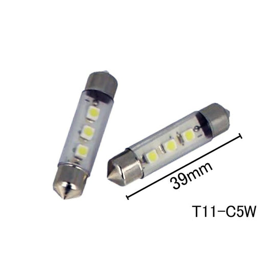 Coppia 2 Lampade Led T11 C5W Siluro 39mm Con 3 Smd 3528 Colore Bianco Freddo 6000K 12V 1W