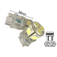 Coppia 2 Lampade Led T25 P27/7W 3157 Con 8 Smd 9080 Bianco Freddo 6000K 12V 4W