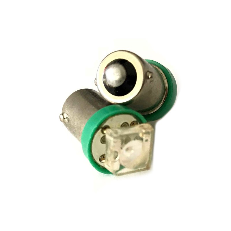 Coppia 2 Lampadine Led BA9S T4W Piedi Dritti Con 1 Led Colore Verde 12V 0,2W