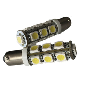 Coppia 2 Lampadine Led BAY9S H6W Piedi Storti Con 13 Smd 5050 Bianco Freddo 6000K 12V 1W