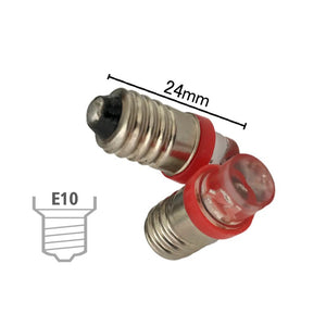 Coppia 2 Lampadine Led E10 Vite Miniatura Con 1 Led Colore Rosso 6V 12V 0,2W