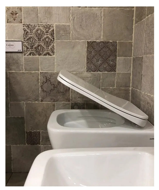 Coppia di sanitari wc e bidet sospesi ceramica SICENA SQUARED