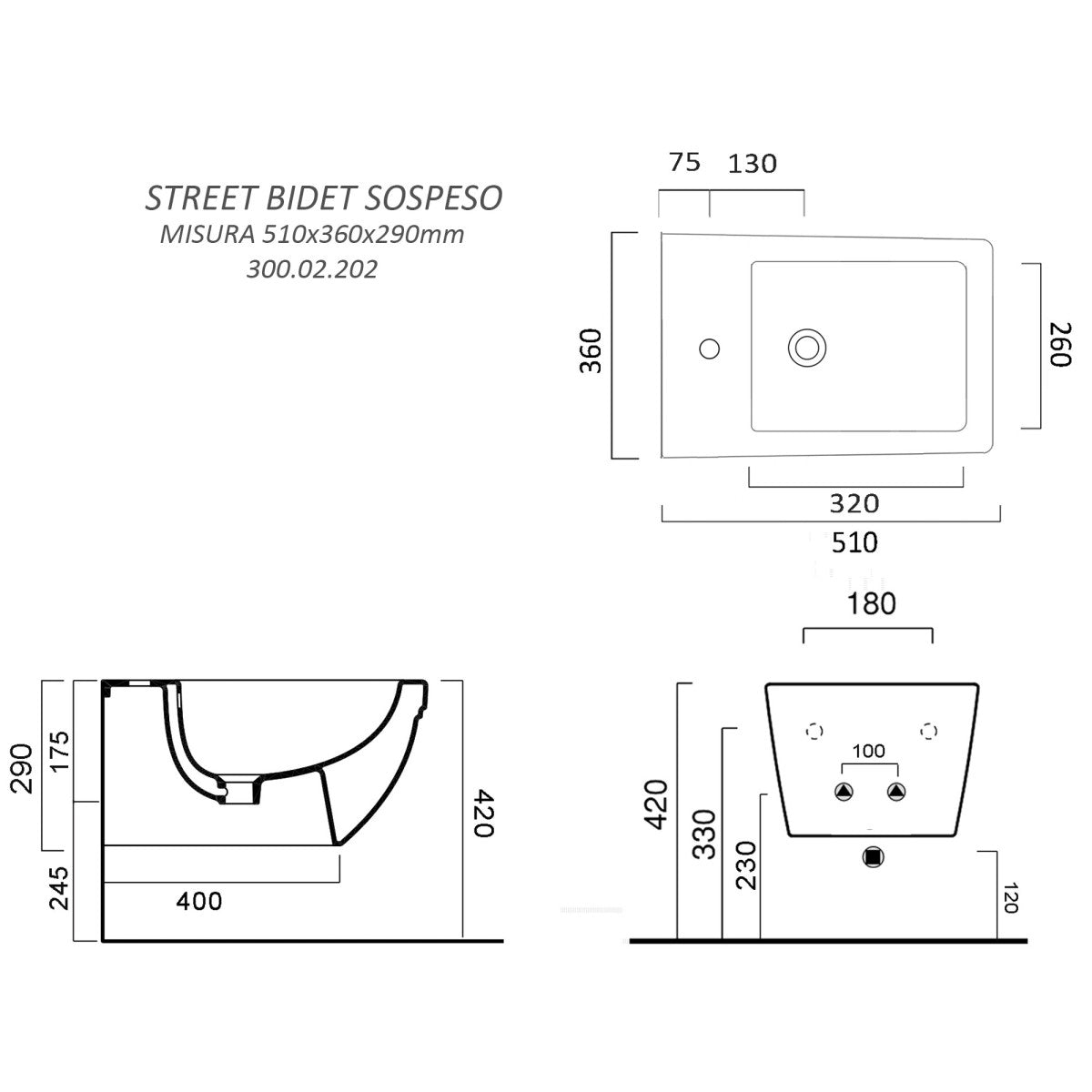 Vaso wc bidet coppia sanitari sospesi ceramica street