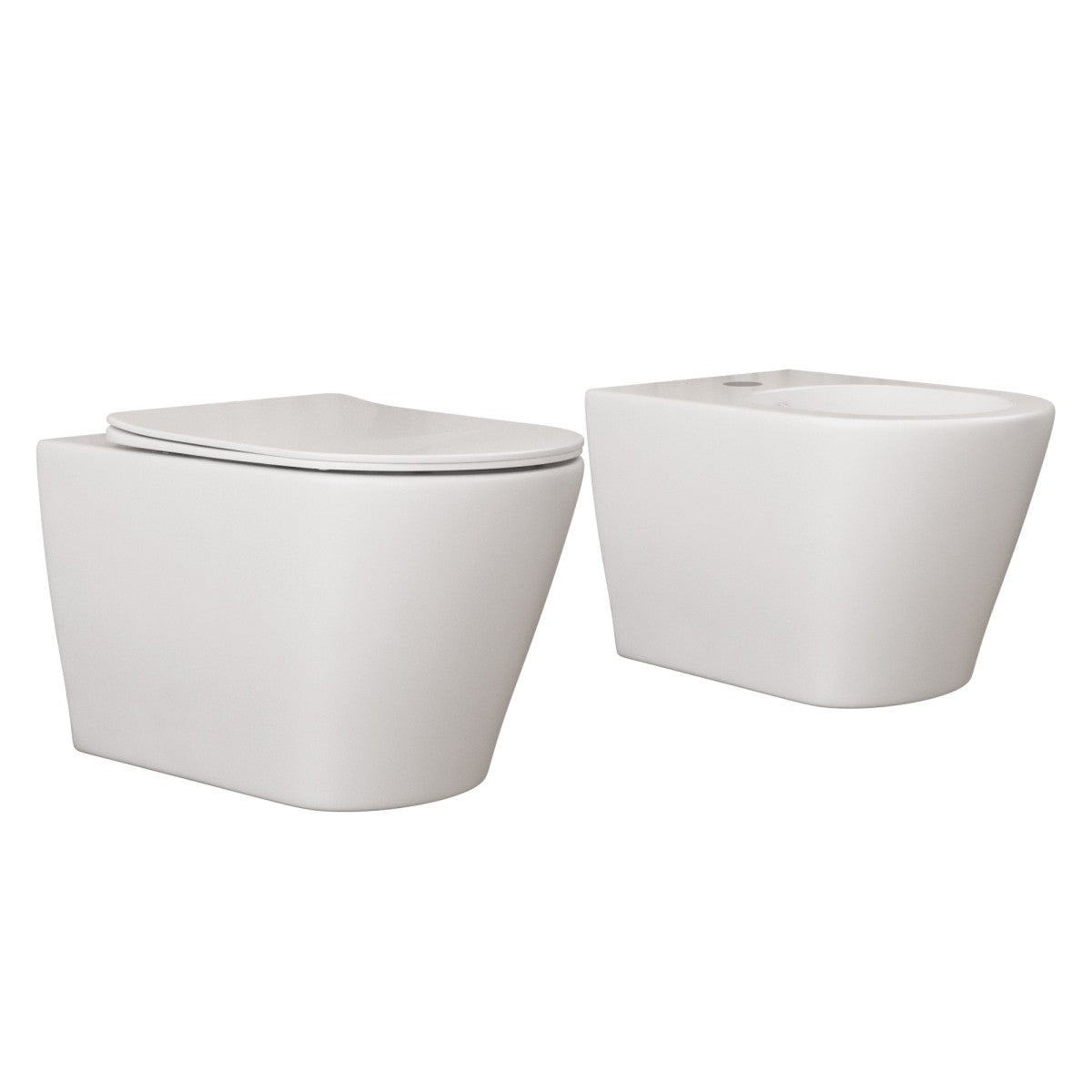 Sanitari sospesi senza brida wc bidet ceramica oceano