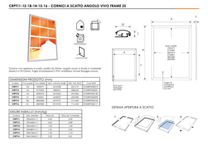 Cornice a scatto da parete A3 profilo 25mm angolo vivo