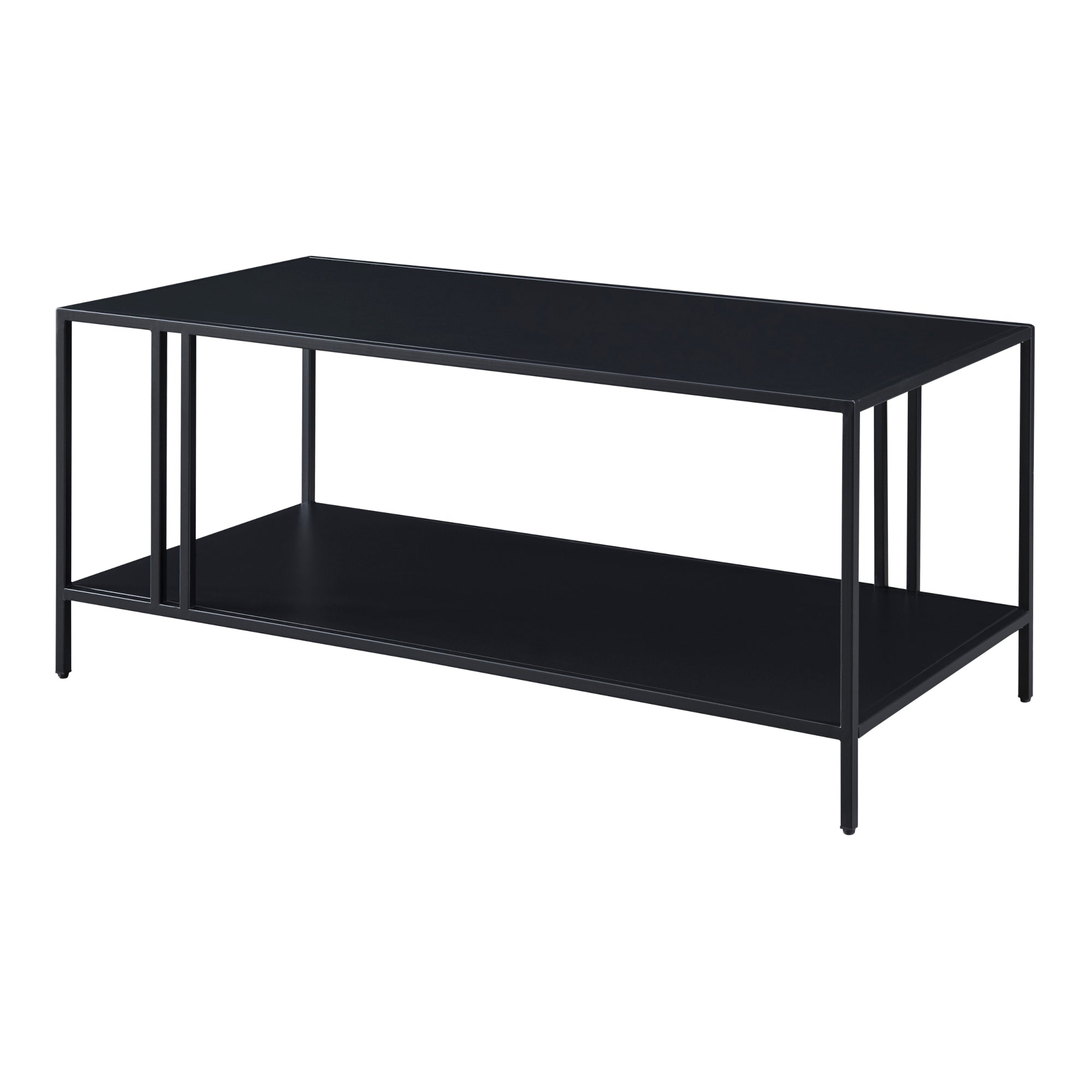 Tavolino Basso Kumlinge in Metallo con Ripiano 47 x 110 x 55 cm Nero [en.casa]