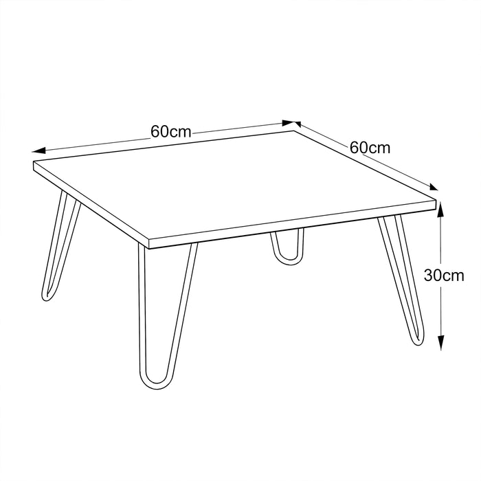 Tavolino Basso da Salotto Tavolino da caffé con Piano Quadrato e Gambe a Forcina 60 x 60 x 30 cm Tavolino Moderno da