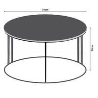 Tavolino Basso da caffè 'Aulum' Piano Rotondo - Effetto Marmo Bianco / Dorato [en.casa]