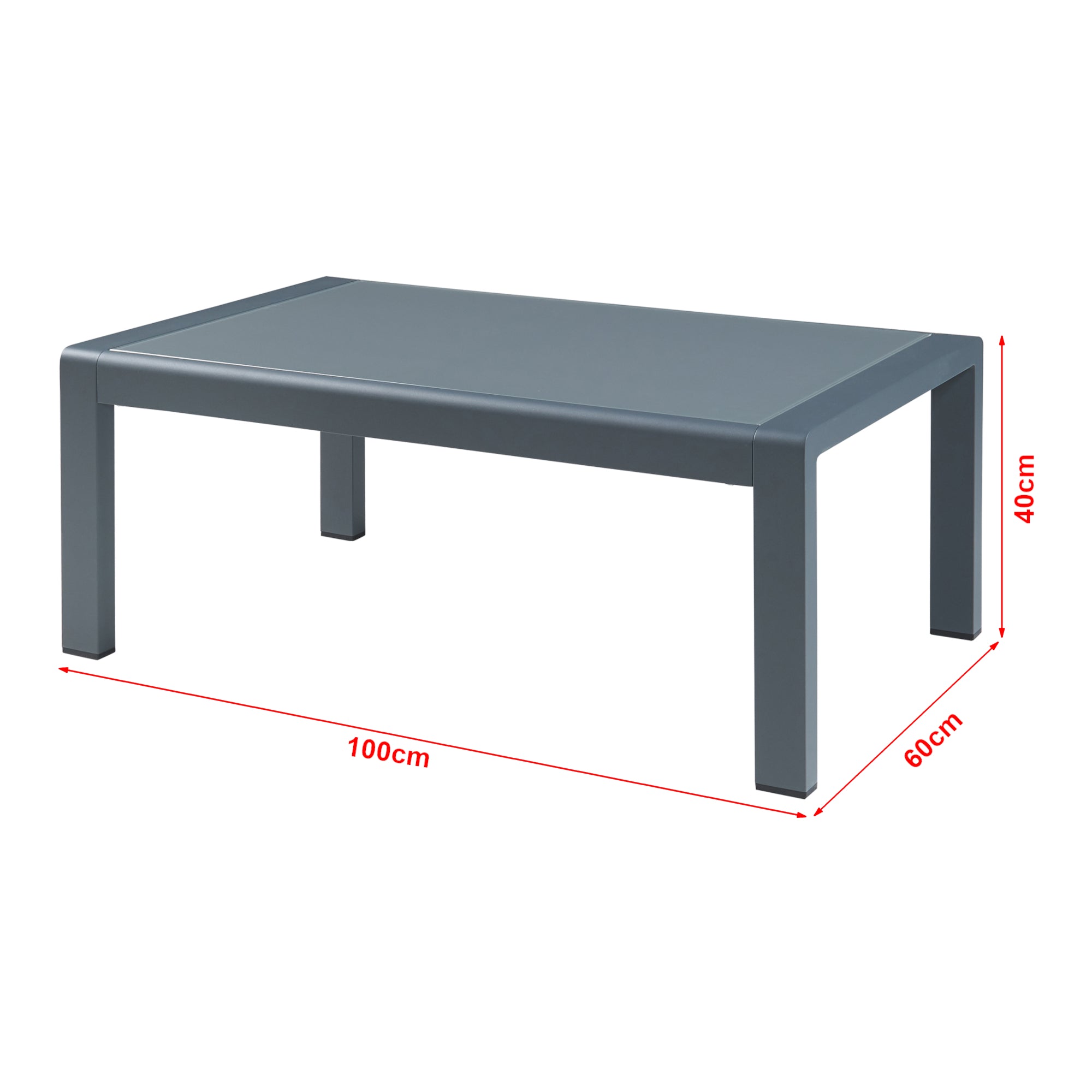 Tavolino da Salotto per Esterno Avise Piano in Vetro 100x60x40 cm Antracite casa.pro