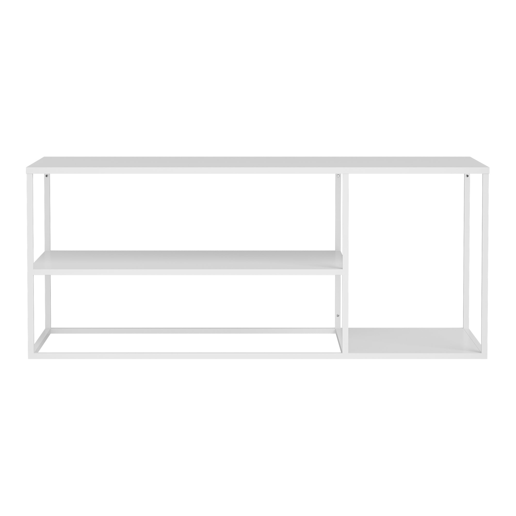 Tavolino Basso da Soggiorno Solund a 3 Piani di Appoggio 120x50x50 cm - Bianco opaco [en.casa]