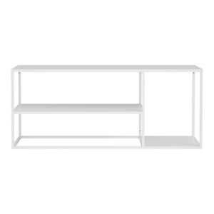 Tavolino Basso da Soggiorno Solund a 3 Piani di Appoggio 120x50x50 cm - Bianco opaco [en.casa]